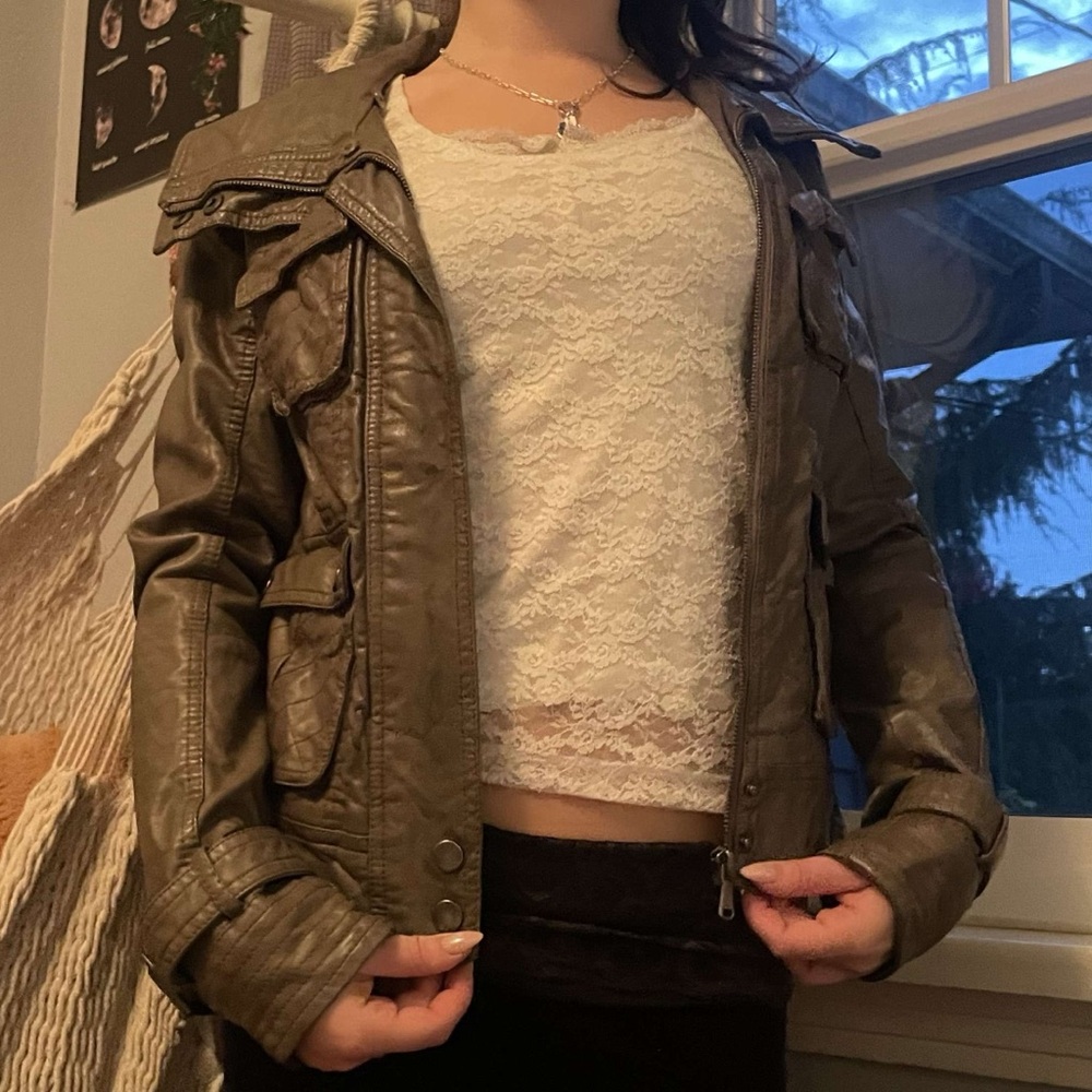 faux leather collection bomber jacket